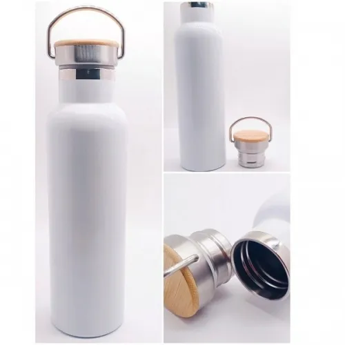 Serpens Stainless Steel Bottle with Bamboo Lid Promotional Drinkware